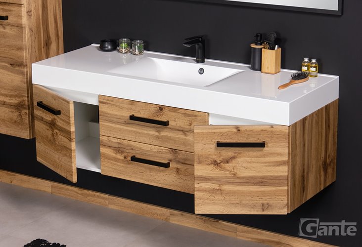 Szafka wisząca z umywalką 140 cm kolor dąb naturalny 50/2 NELA seria Fokus Loft Gante