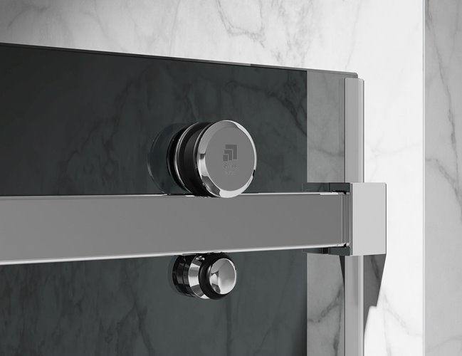 Drzwi prysznicowe rozsuwane prawe/lewe do wnęki 102-111 cm szkło 8mm grafitowe profile chrom Swiss Liniger