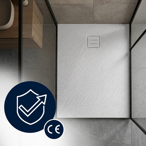 Brodzik prostokątny biały struktura kamienia smc 100x80 Magnum White Rea zdjęcie 3