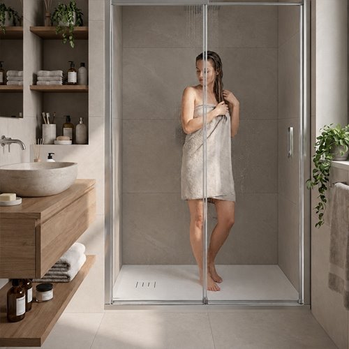 Brodzik prostokątny biały struktura kamienia smc 100x80 Magnum White Rea zdjęcie 4