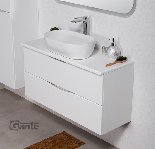 Szafka łazienkowa wisząca ONDA 100 cm biała z umywalką Gante