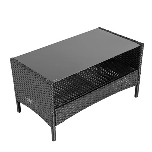 Zestaw mebli ogrodowych z technorattanu stół, sofa, krzesła dla 4 osób Rita czarny