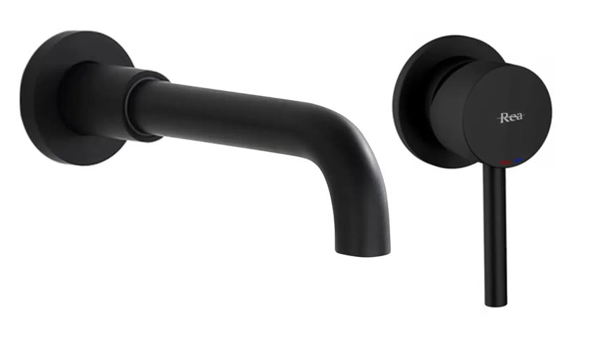 Bateria umywalkowa podtynkowa box Rea Lungo Long czarny mat