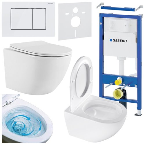 Zestaw podtynkowy stelaż GEBERIT DUOFIX + miska NERO-WH-03 + przycisk DELTA 30 biały