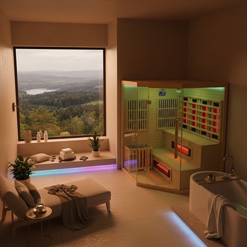 Sauna Combo na podczerwień + fińska 5-osobowa 150x150 cm Moss1 6KW