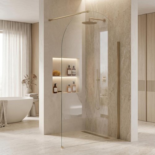 Zaokrąglona ścianka walk-in Brush Gold