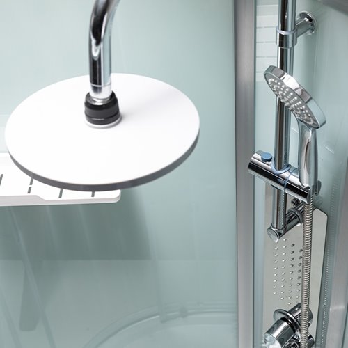 Kabina prysznicowa półokrągła zabudowana profil stal szczotkowana 80x80 Puerto zdjęcie 15