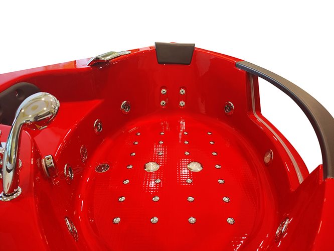 Czerwona wanna z hydromasażem narożna Turbo+ 152x152 cm MO-1004