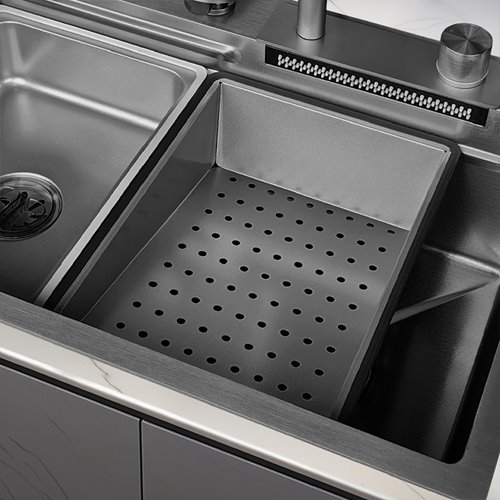 Zlewozmywak kuchenny stalowy jednokomorowy czarny ARGOS 75X46 ASI 304