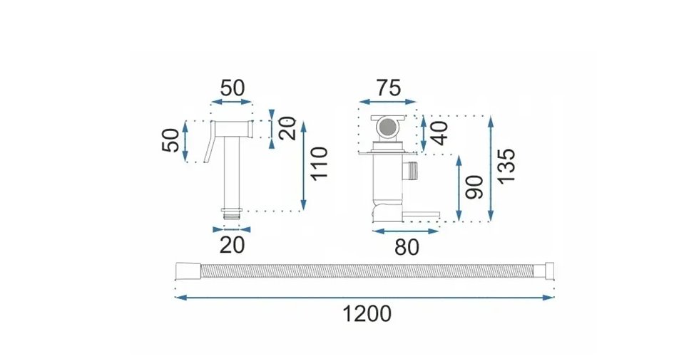 Bateria bidetowa podtynkowa złoto szczotkowane Loop Lungo Rea