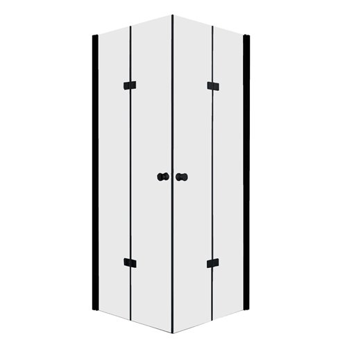 Czarna matowa kabina prysznicowa drzwi składane 80x80 cm BKP122FT08K Foldex Clean Glass