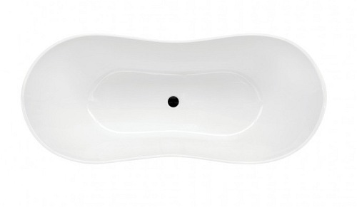 Wanna z konglomeratu czarno-biała 160 cm + klik-klak chrom Viya B&W Besco