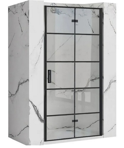 Czarne drzwi prysznicowe składane 80 cm Molier Black Rea