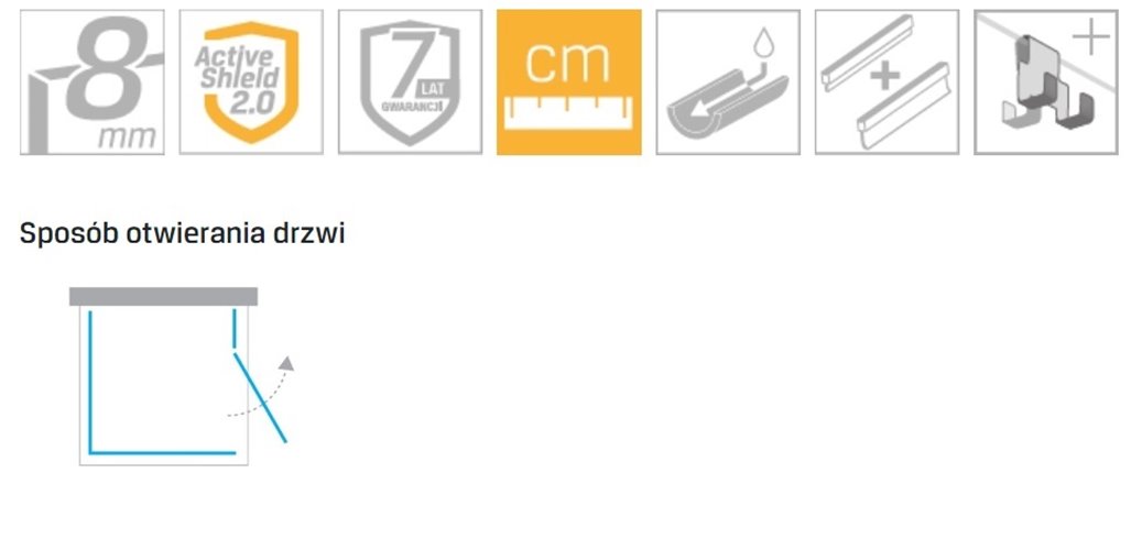 Kabina kwadratowa przyścienna z bocznym wejściem 90x90 EXK-0203 Eventa New Trendy