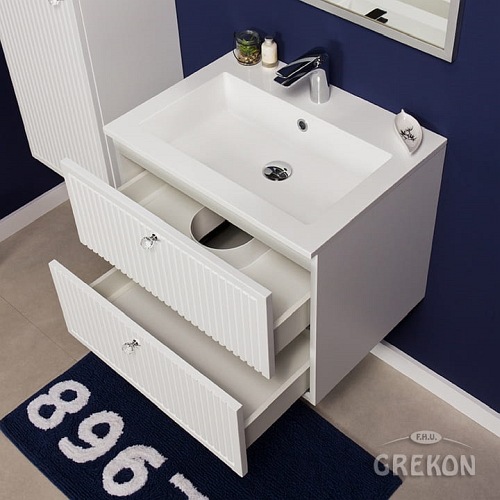 Szafka łazienkowa wisząca z umywalką biały mat 60 cm Argento Gante