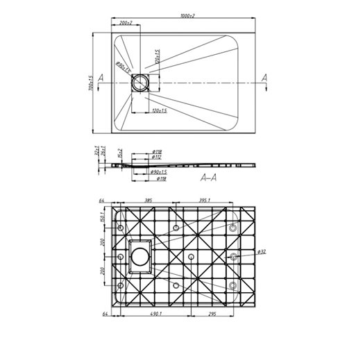 Szary brodzik prysznicowy prostokątny o strukturze kamienia 100x70 cm Riko Hydrosan
