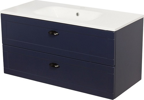Wisząca szafka z umywalką granatowy mat 100 cm seria Grend Gante