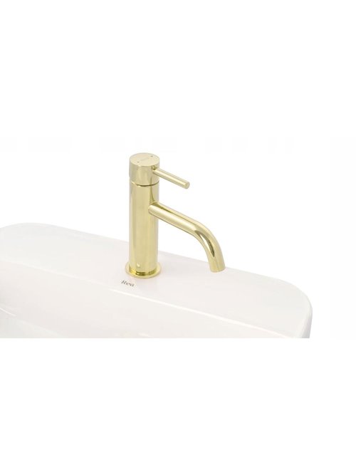Bateria umywalkowa niska złoty połysk Lungo Rea