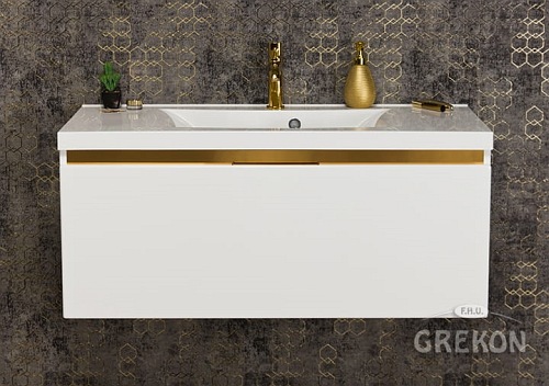 Szafka z umywalką złoty uchwyt 100 cm seria Diamond Gold Gante