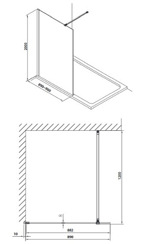 Kabina prysznicowa Marina Omnires Walk-In 90 cm DNR90XCRTR
