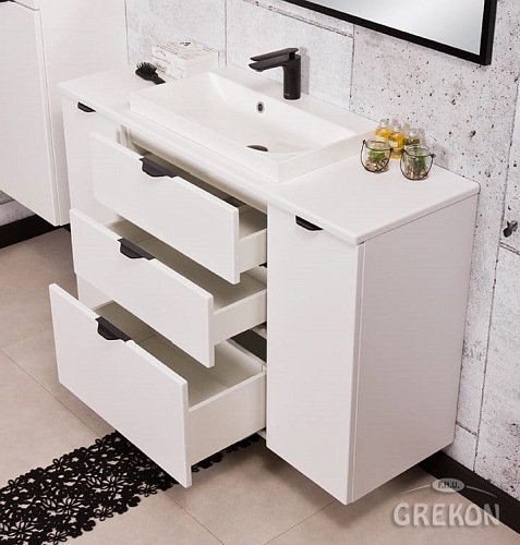 Biała szafka łazienkowa z umywalką 120/3 cm Liv Victa