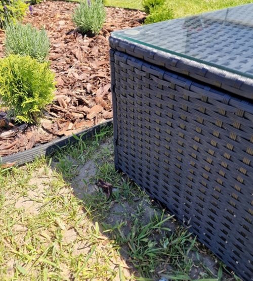 Meble ogrodowe technorattan sofa, stół, dostawka zestaw Volta