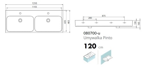 Umywalka Pinto 120 cm Cerastyle