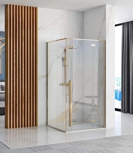 Kabina prostokątna złote okucia 100x80 Rea Fargo