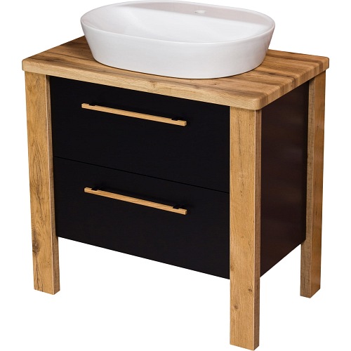 Stojąca szafka łazienkowa 80 cm czarny mat z umywalką Cortez Gante