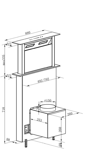 Okap kuchenny wysuwany z blatu Spirit Focus