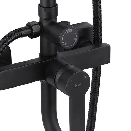 Czarny zestaw prysznicowy z wylewką Argus Rea