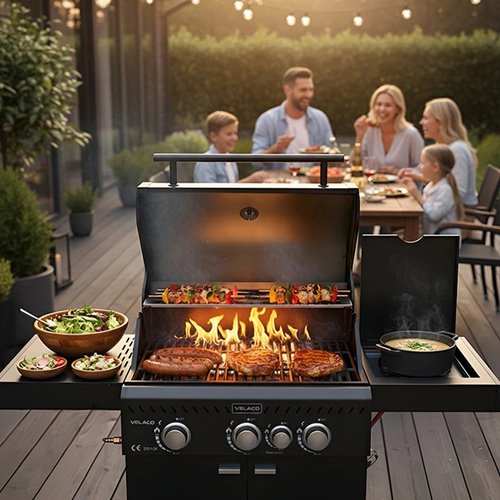 Grill gazowy ZEUS-B kolor czarny ruszt żeliwny moc 11,5 kW + pokrowiec + palnik boczny zdjęcie 10