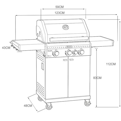 Grill gazowy ZEUS-B kolor czarny ruszt żeliwny moc 11,5 kW + pokrowiec + palnik boczny zdjęcie 24