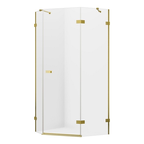 Złota szczotkowana kabina pięciokątna 100x80 EXK-3861 Avexa New Trendy Gold Brushed