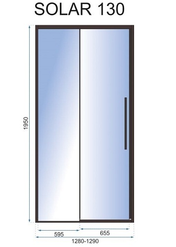 Drzwi prysznicowe szerokość 130 cm czarne profile Solar Rea