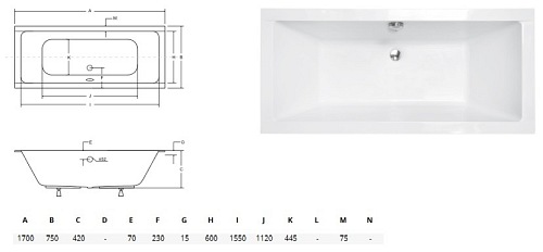 Wanna prostokątna do zabudowy Quadro Slim Besco 170 cm
