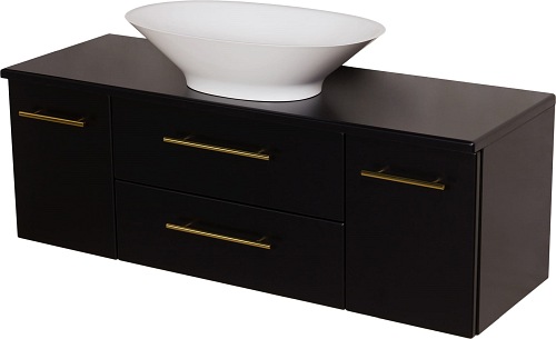 Szafka łazienkowa wisząca 120 cm czarny mat z umywalką nablatową Belli Gold Gante