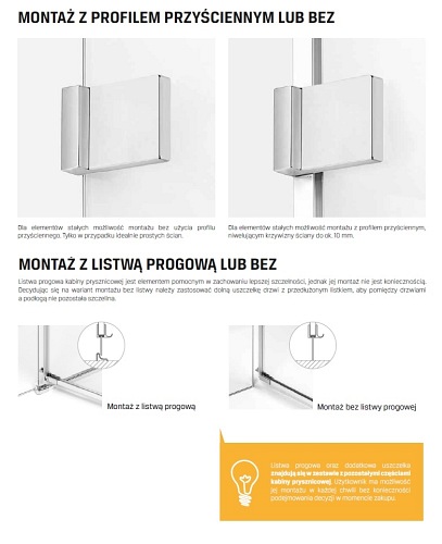 Kabina pięciokątna 80x80 lewa EXK-3884 Avexa New Trendy Chrom