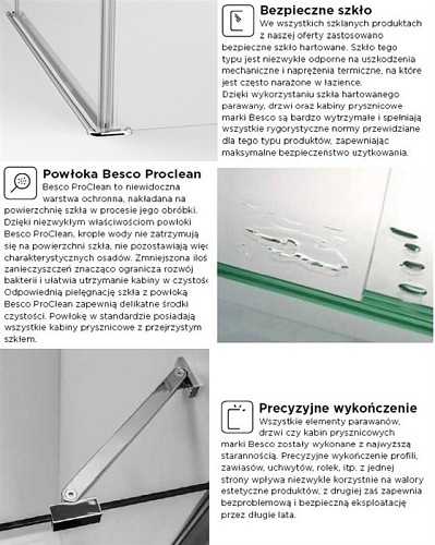 Kwadratowa kabina prysznicowa 90x90 P Pixa Besco