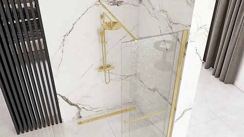 Złota ścianka prysznicowa rozsuwana 100 cm Cortis Gold Rea
