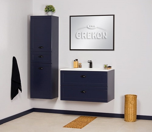 Słupek łazienkowy wiszący granatowy mat 143x40 seria Grend Gante