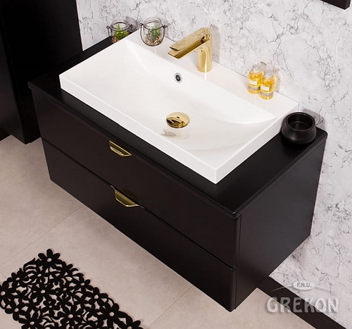 Czarna szafka łazienkowa z umywalką 80 cm Liv Victa