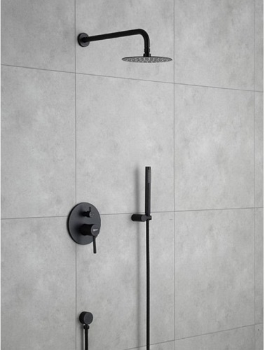 Czarny zestaw natryskowy podtynkowy Lungo Black Rea