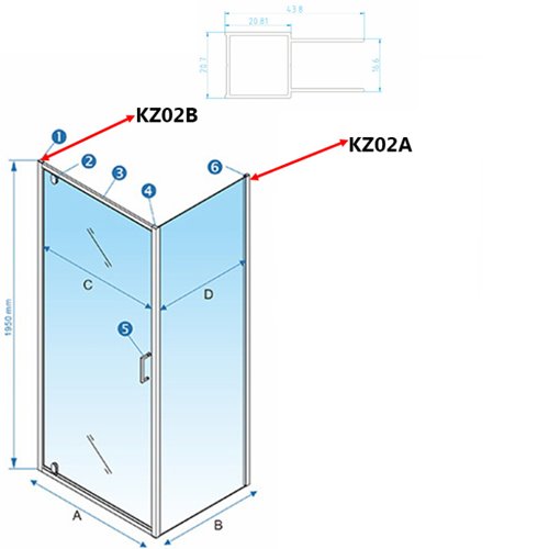 Profil poszerzający KZP02B chrom do kabin prysznicowych KZ04,KZ05,KZ06,KZ07