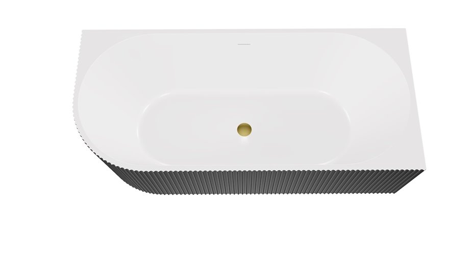 Denaya Besco B&W czarno-biała wanna wolnostojąca 170 cm prawa syfon złoty WASB-170DPG