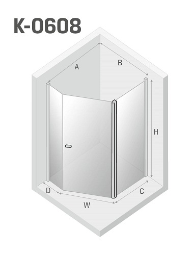 Kabina prysznicowa pięciokątna 80x100 K-0608 New Soleo