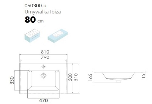 Umywalka 80 cm Ibiza Cerastyle