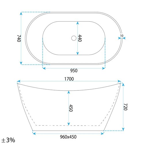 Wanna wolnostojąca 170 cm Ferrano Slim Nature Rea zdjęcie 13