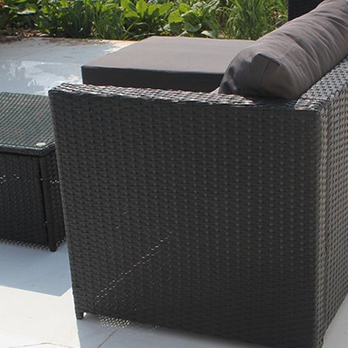 Meble ogrodowe technorattan sofa, stół, dostawka zestaw Volta