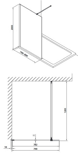 Kabina prysznicowa Marina Omnires Walk-In 80 cm DNR80XCRTR